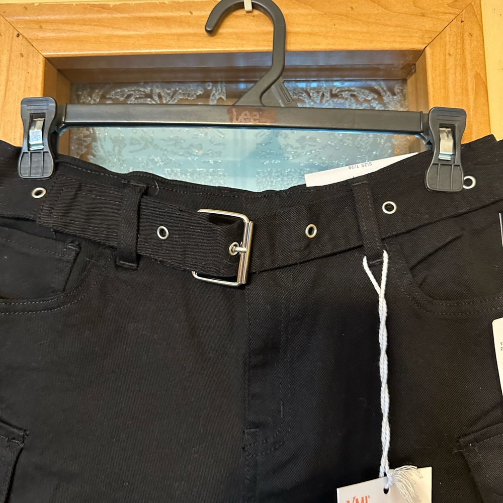 YMT Black caro shorts  with Belt